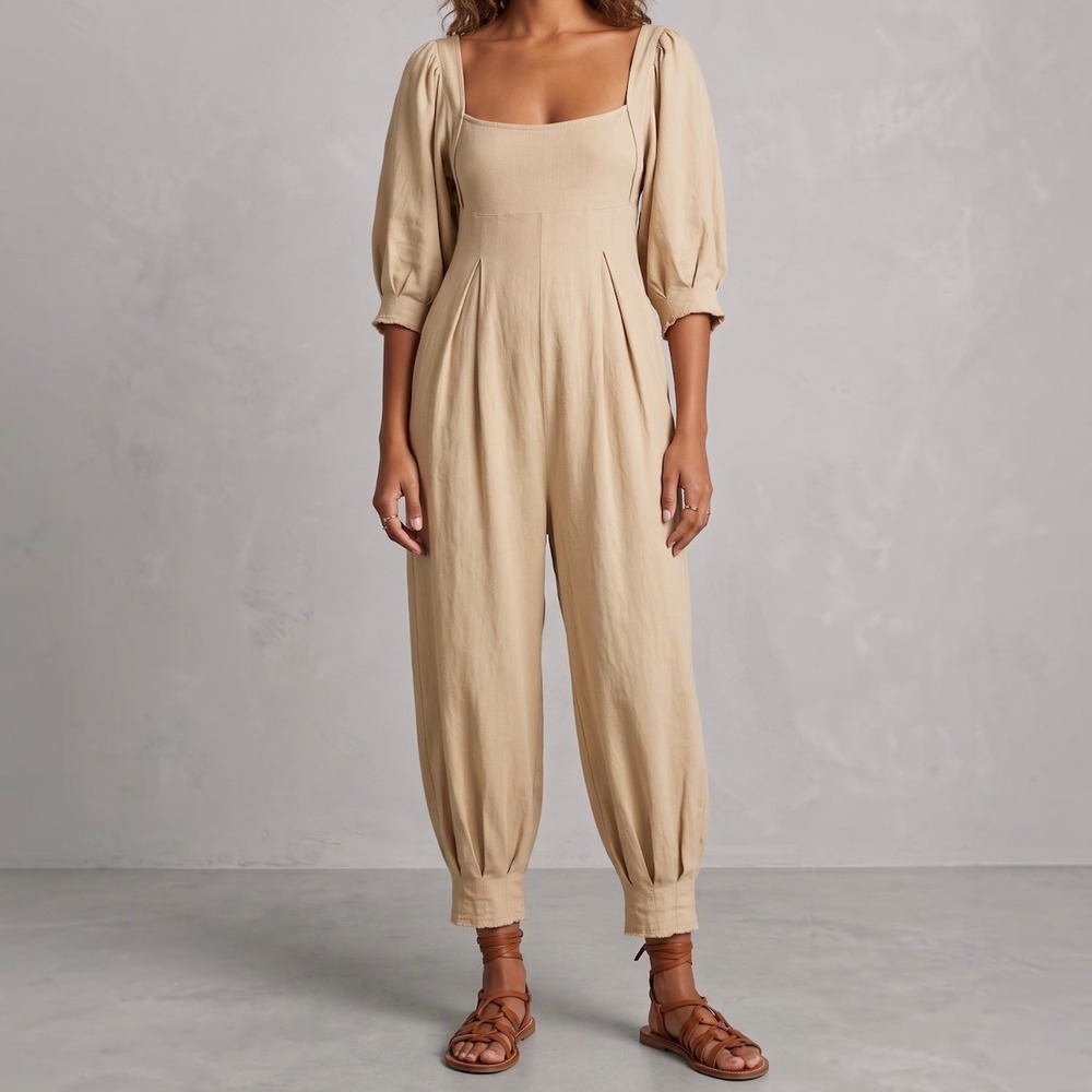 Free People Lotta Love Jumpsuit Balloon Sleeve Intimately Slouchy Romper NEW XS
